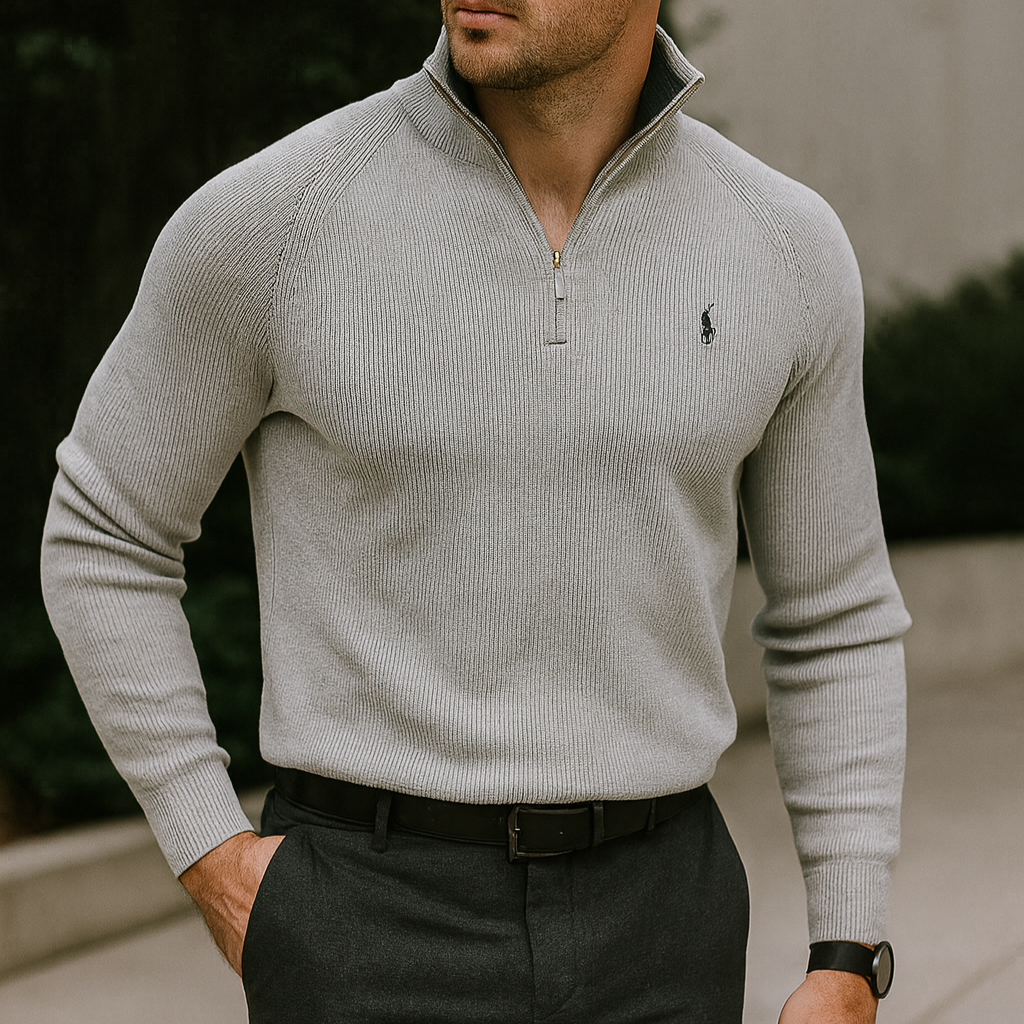 Pull col zippé R&L + montre offerte