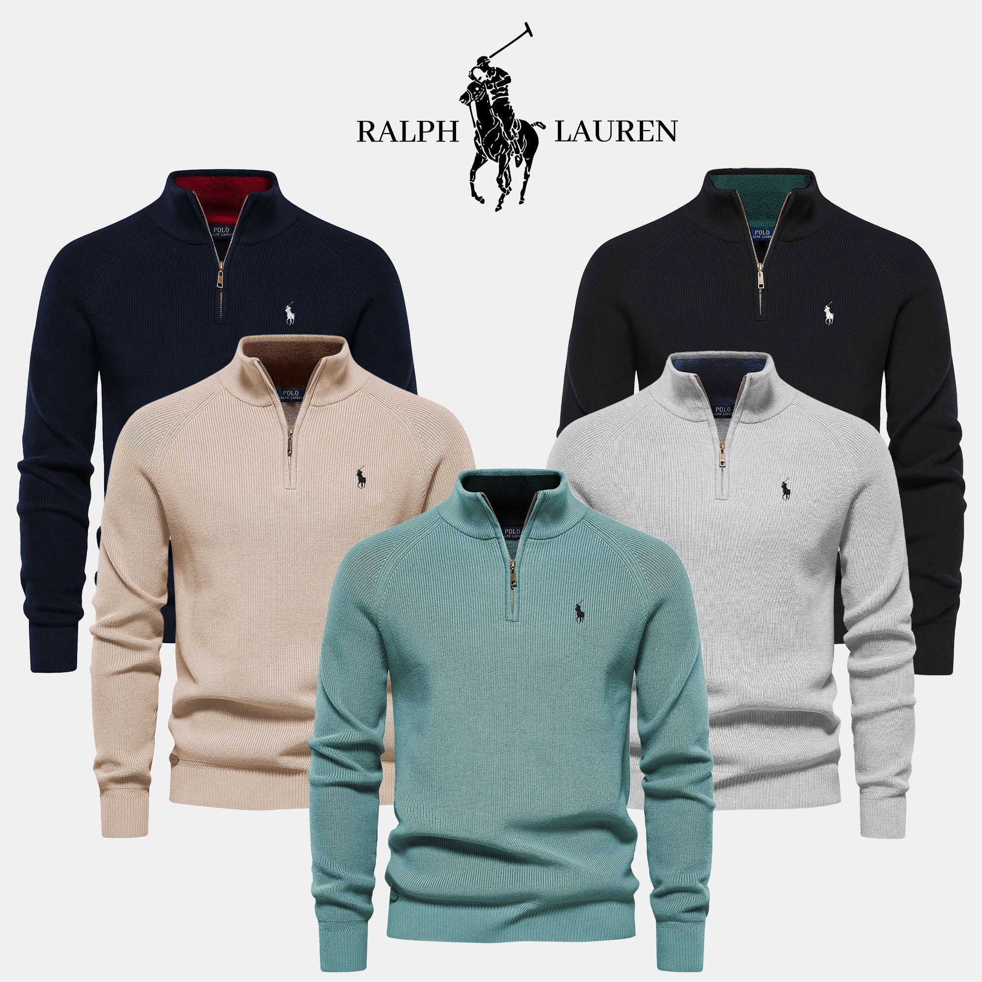 Pull col zippé R&L + montre offerte