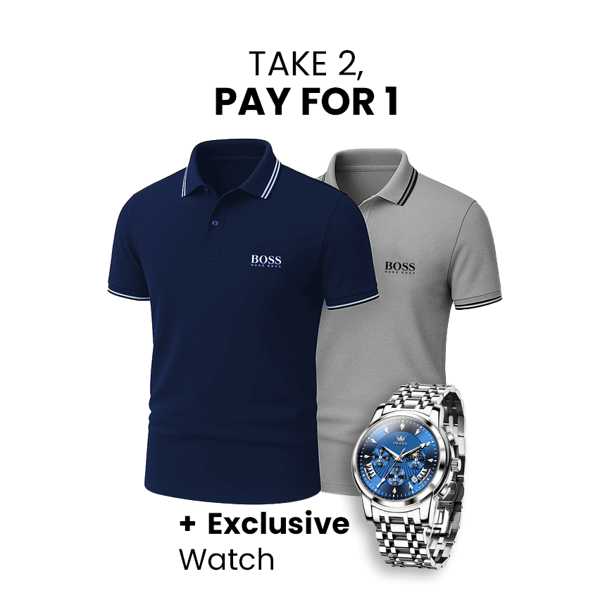 [Achetez-en 2, payez-en 1] Lot de 2 polos Premiere + montre exclusive