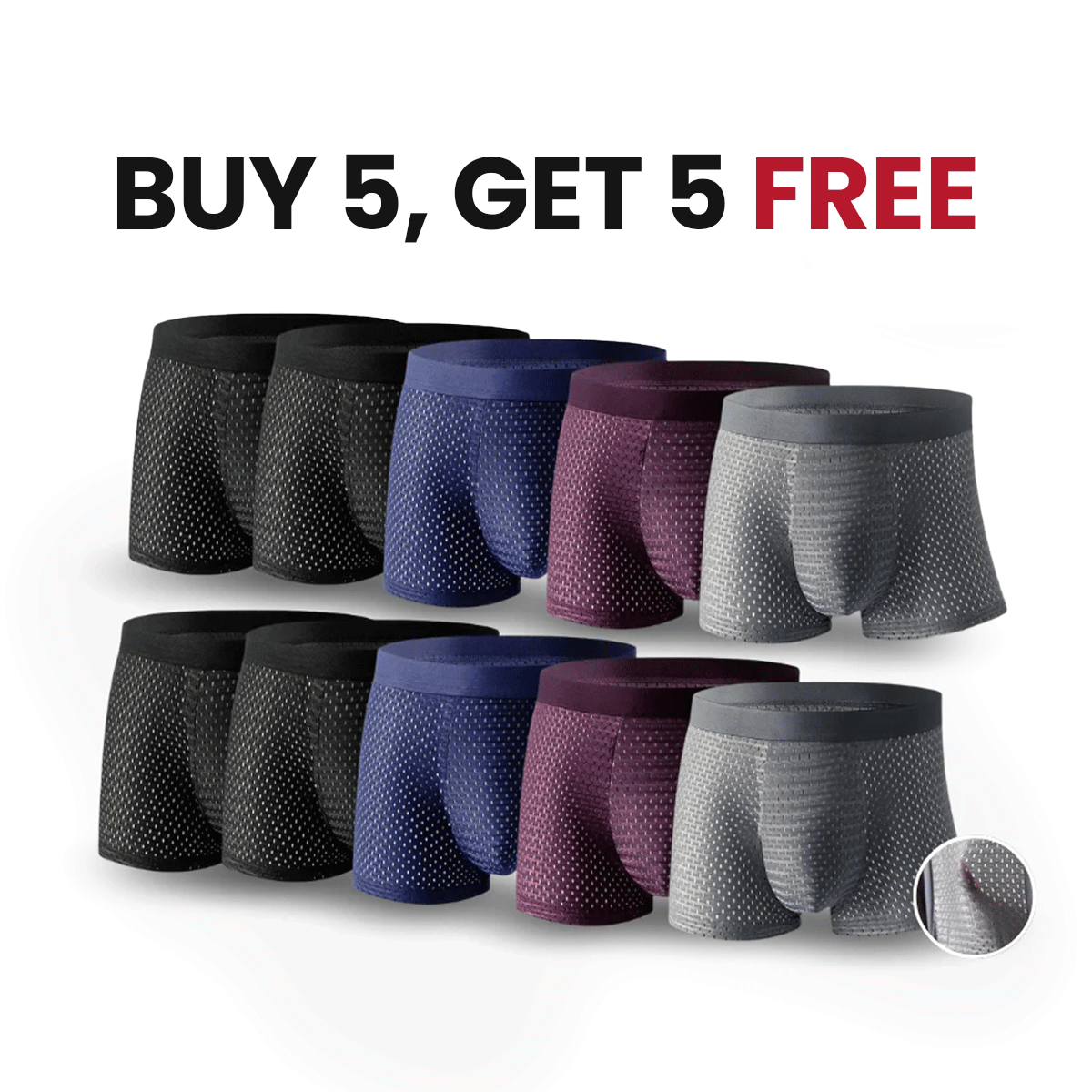 Achetez-en 5, recevez-en 5 GRATUITS - Boxers en fibre de bambou – Confort ultime et durabilité garantie 